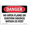 Signmission OSHA Sign, No Open Flame Or Ignition Source W/in 25 Feet, 14in X 10in Plastic, 10" W, 14" L, Lndscp OS-DS-P-1014-L-2360